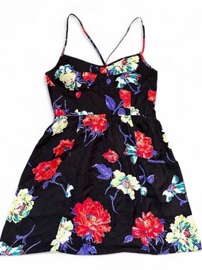 Y2K American Eagle Outfitters Floral Black Spring Sundress Preppy